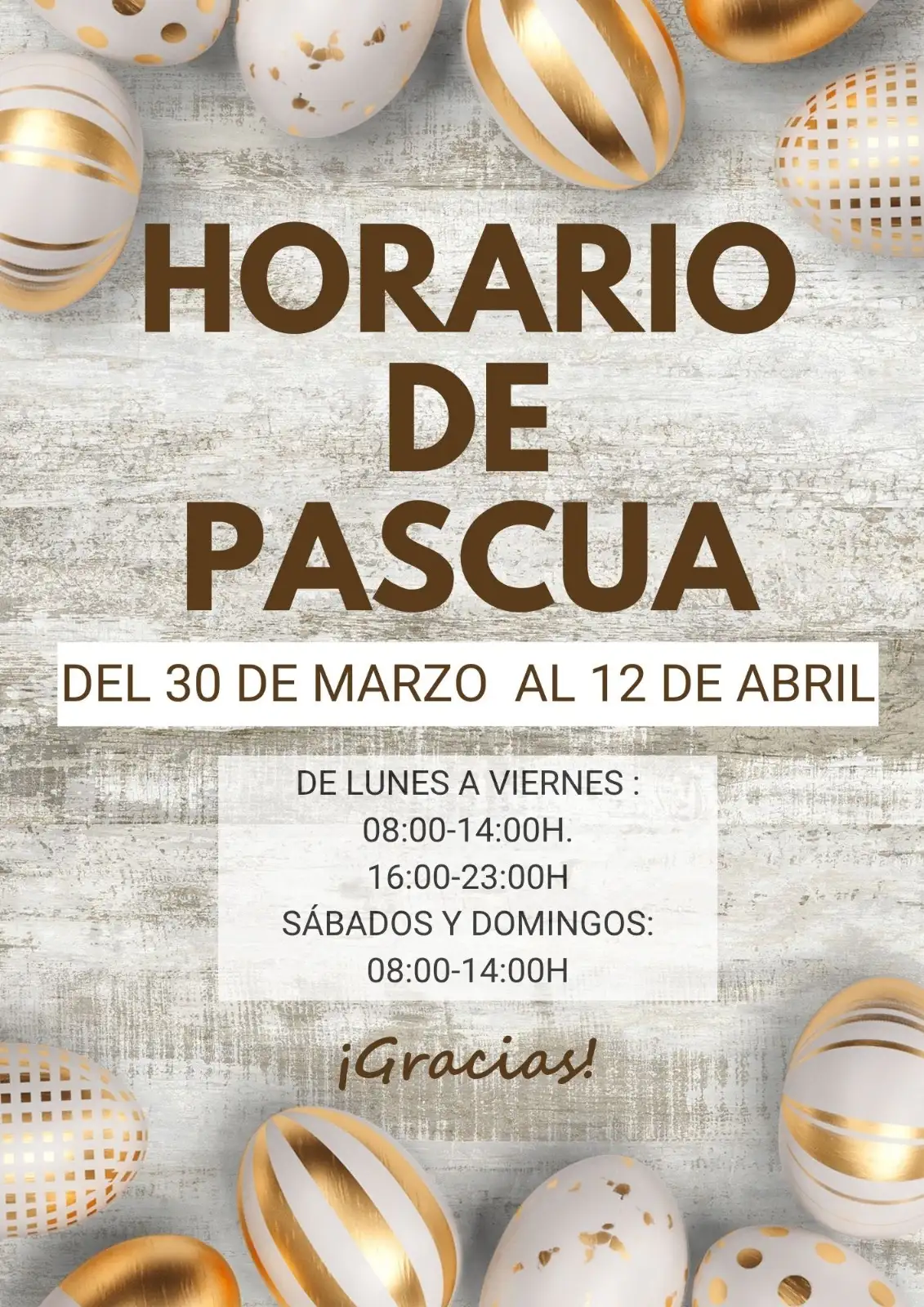 Cartel Horario de Pascua 2026