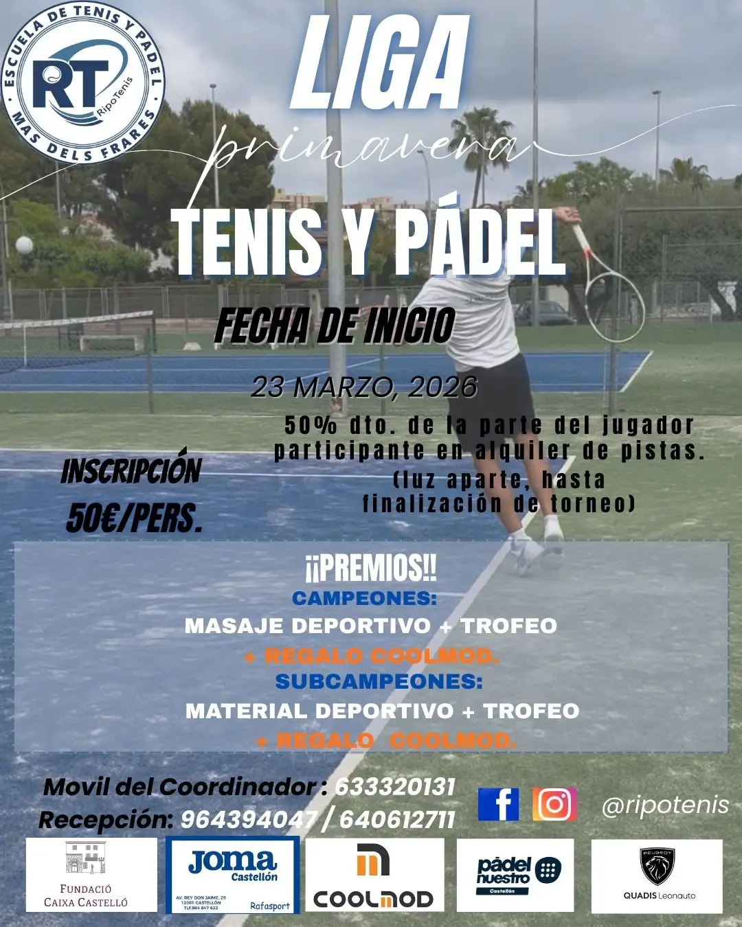 Cartel Ligas Primavera 2026 Tenis y Padel
